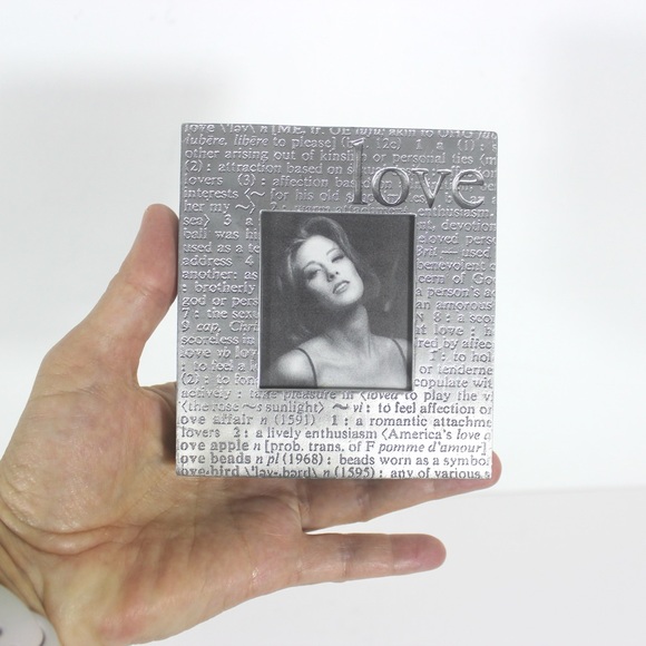 Small Vintage Square LOVE Pewter Picture Frame 3” x 2” Seagull Canada, Easel - Picture 3 of 7